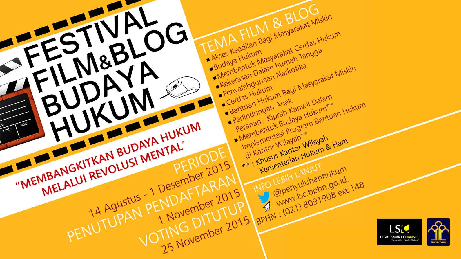 Pendaftaran Festival Film dan Blog Budaya Hukum di Perpanjang