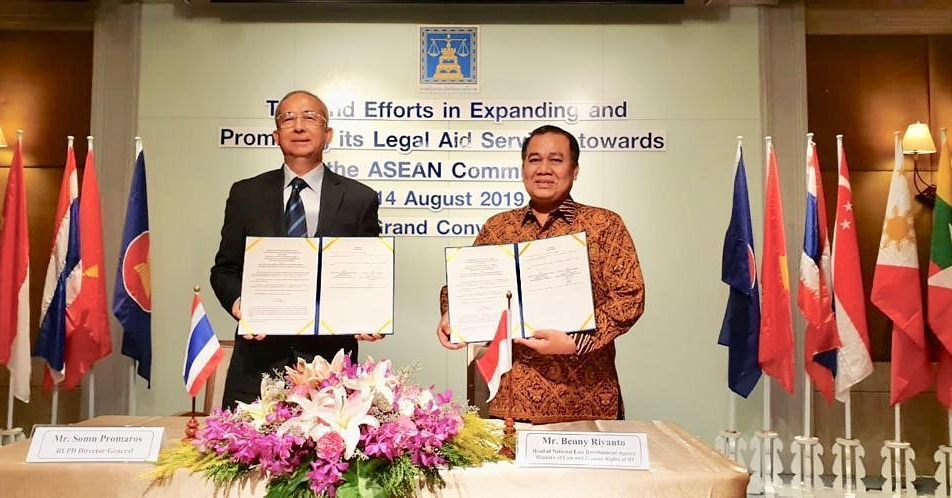 Badan Pembinaan Hukum Nasional Menandatangani Nota Kesepahaman Dengan Kementerian Kehakiman Thailand