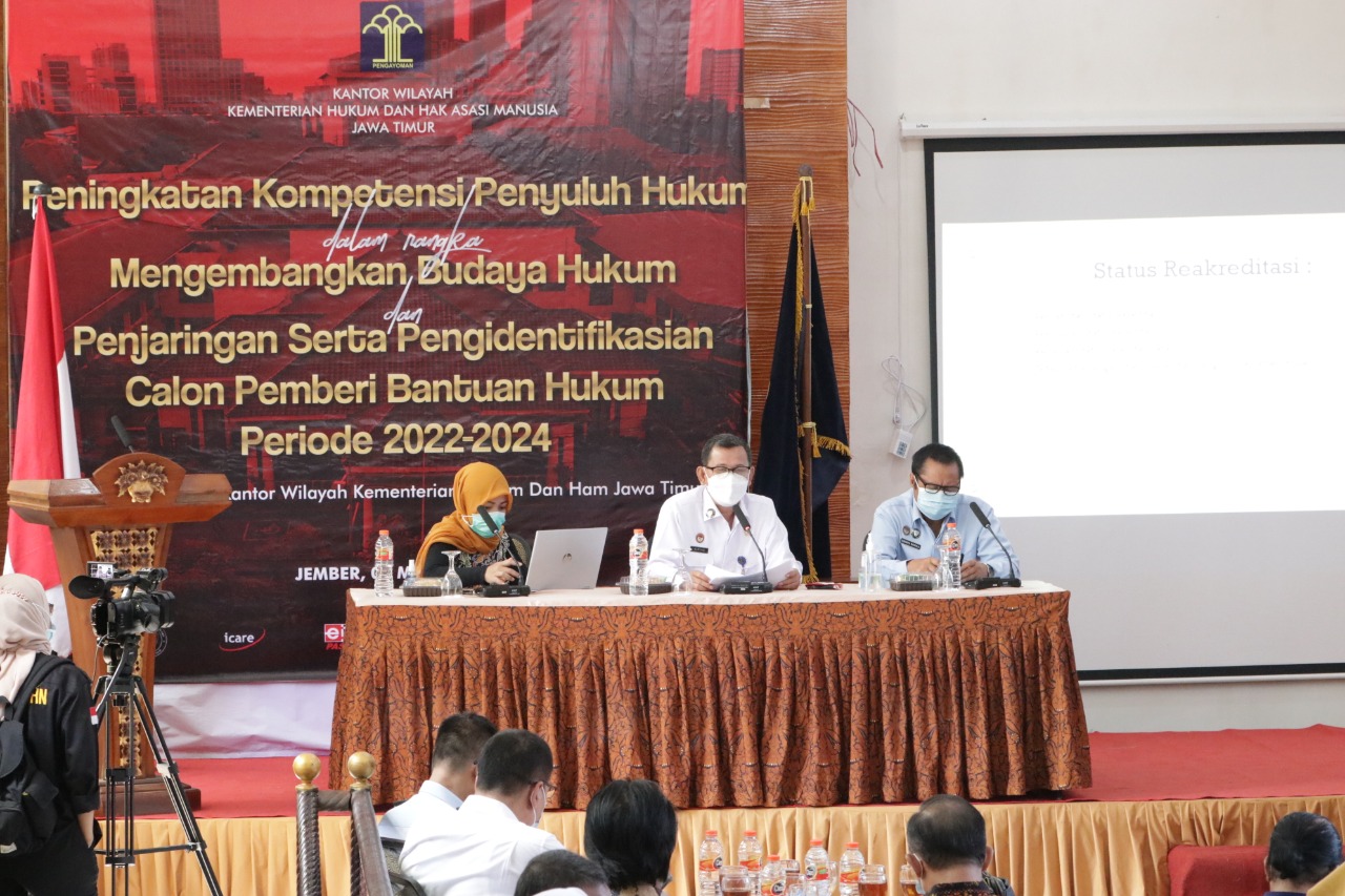 Peningkatan Kompetensi Penyuluh Hukum dalam Rangka Mengembangkan Budaya Hukum dan Penjaringan serta Pengidentifikasian Calon PBH di Jember, Jawa Timur